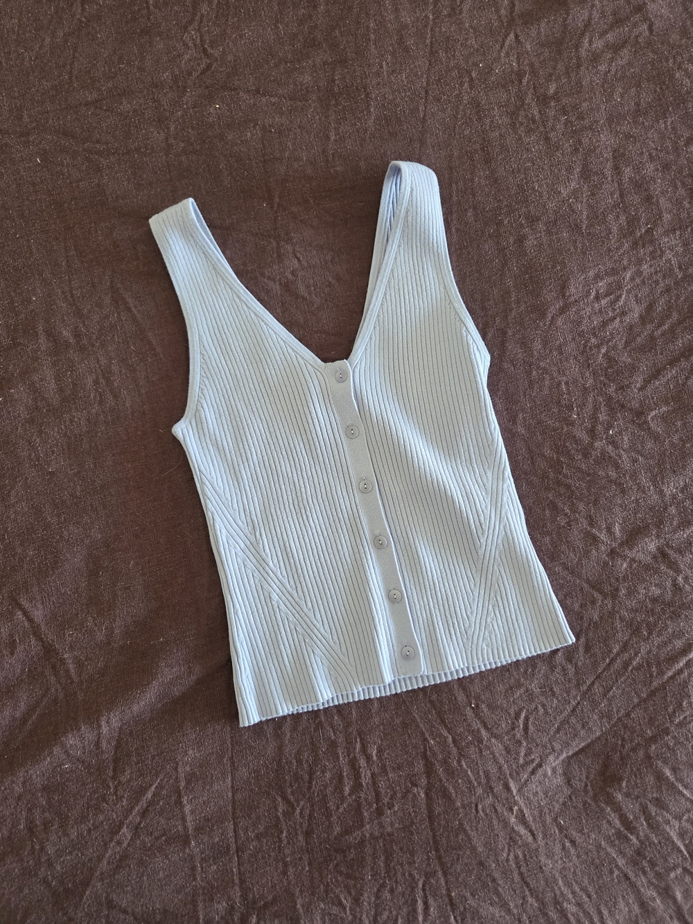 Madewell Light Blue Ribbed Button-Front Tank